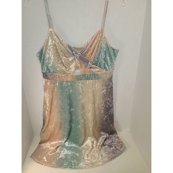 Living Doll Spaghetti Strap TyeDye Velvet Key-hole Dress sz XL - Picture 5 of 7